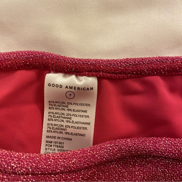 NEW Good American Sparkle String Bikini High Waisted Pink Metallic women’s tie - Picture 6 of 9